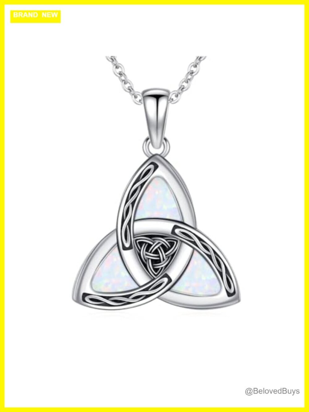 Celtic Knot Necklace 925 Sterling Silver with Ebony Pendant Irish Jewelry